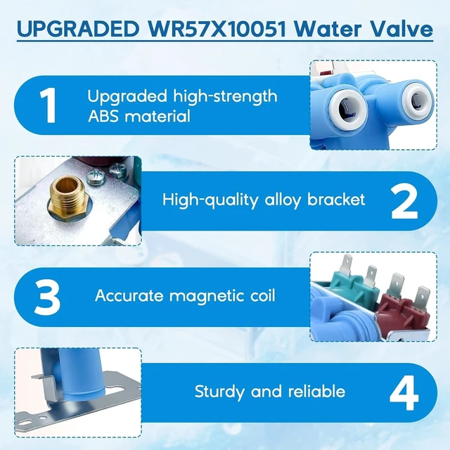 Alt view image 2 of 7 - WR57X10051 WR57X10032 Refrigerator Water Inlet Valve for GE,for Kenmore Hotpoint Fridge Ice Maker, Solenoid Valve Replaces WR57X33326 WR57X10040 AP3672839 PS901314