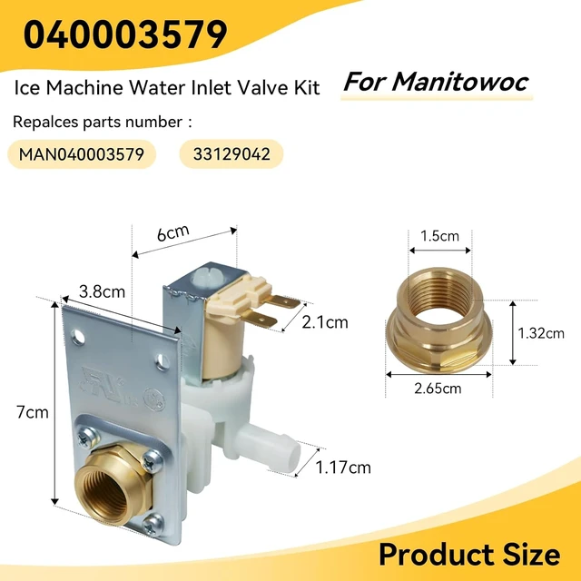 Alt view image 5 of 6 - 040003579 Ice Machine Water Inlet Valve Compatible with Manitowoc Ice Machines, Replacement Part 040003579 MAN040003579 33129042