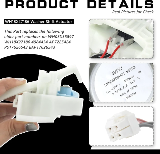 Alt view image 6 of 7 - WH03X36897 WH18X27186 Washer Dryer Combo Mode Shifter Actuator,Compatible with GE Laundry, Replaces 4984434 AP7225424 PS17626543 EAP17626543