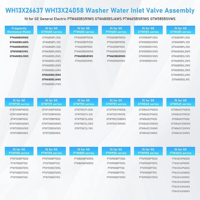 Alt view image 3 of 6 - WH13X26637 WH13X24058 Washer Water Inlet Valve fit for GE PTW600BSR1WS,AP6282070 fit for GE Valve Quad Water Asm WH13X26637-25PK GTW680BSJ5WS PTW600BSR1WS PTW605BSR1WS GTW725BSN0WS GTW680BSJ6WS
