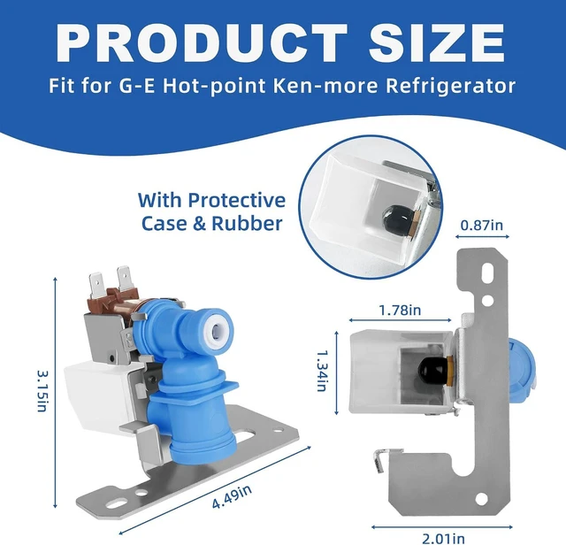 Alt view image 6 of 7 - WR57X10033 riv-11ae-2 Refrigerator Icemaker Water Inlet Valve Compatible with G-E Hot-point Ken-more 1/4" Inlet Fitting Icemaker Water Inlet Valve Replaces WR57X0093-1 Year Warranty By Fetechmate