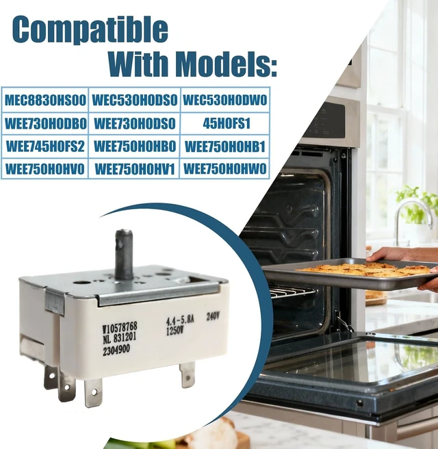 Alt view image 4 of 6 - W10578768 W10911303 Upgraded Oven Range Infinite Switch Compatible with Whirlpool Maytag KitchenAid Jenn-Air Amana Magic Chef Admiral Norge Roper Replacement AP6034525 4461083 PS11769788