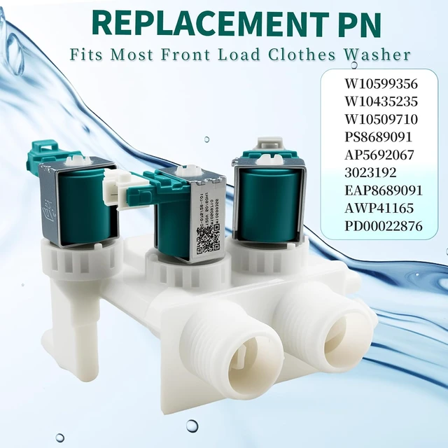 Alt view image 2 of 6 - W10599356 W10509710 Washer Water Inlet Valve for Whirlpool Washing Machine,for Whirlpool Maytag Amana Washers, Replace W10599356 W10509710 3023192, Fix Washer Inlet Failure/Slow Fill/Continuous Intake