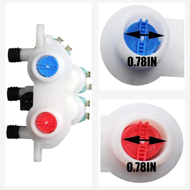 Alt view image 7 of 7 - W11096268 W11220230 Water Inlet Valve Compatible with whirl-pool ken-more Washing Machine Replaces W10632527 W10758829 W10853296 W11096268 etc (120V 60Hz)