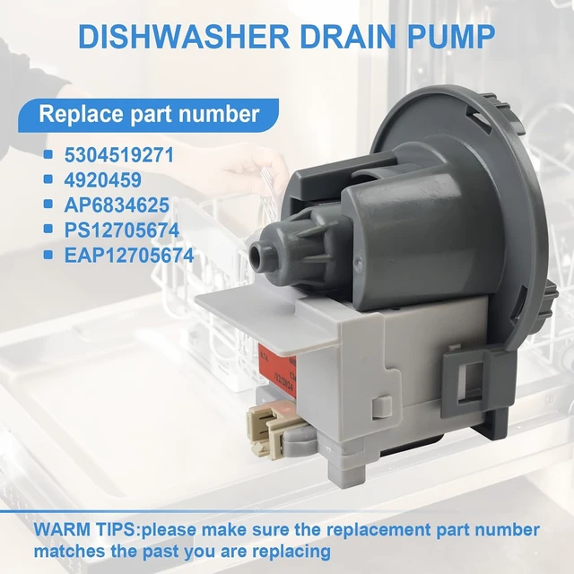Alt view image 5 of 7 - 5304519271 2718A Dishwasher Drain Pump Assembly Compatible with Frigidaire,Compatible with Kenmore Electrolux Ikea Dishwasher Machine, Replace 4920459 AP6834625 PS12705674 EAP12705674 120V 60Hz 0.7A