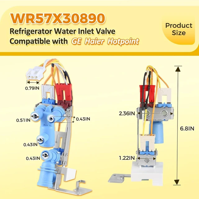 Alt view image 3 of 7 - WR57X30890 WR57X30891 WR57X26569 Refrigerator Water Inlet Valve for GE,Replace 4468556 4960186 AP6035590 AP6889522 AP6891693 EAP11767936 EAP12723467 EAP12727426 PS11767936 PS12723467 PS12727426