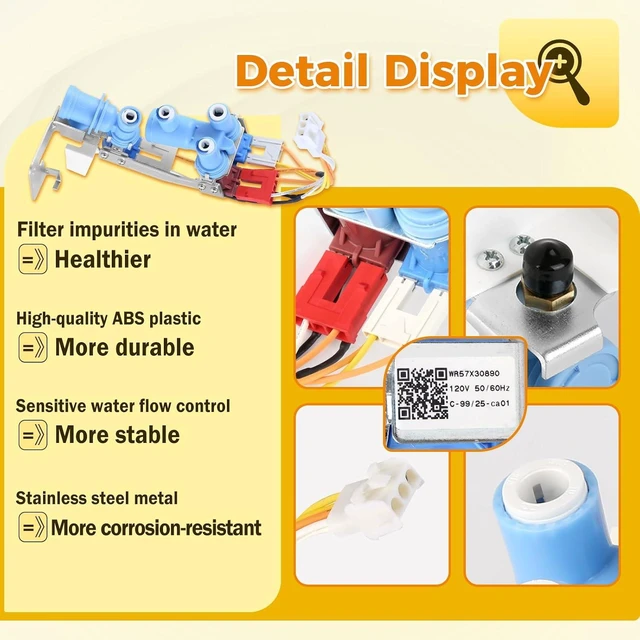 Alt view image 5 of 7 - WR57X30890 WR57X30891 WR57X26569 Refrigerator Water Inlet Valve for GE,Replace 4468556 4960186 AP6035590 AP6889522 AP6891693 EAP11767936 EAP12723467 EAP12727426 PS11767936 PS12723467 PS12727426