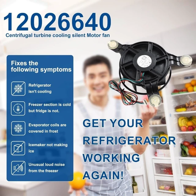 Alt view image 5 of 7 - 12026640 Noise Reducing Refrigerator Evaporator Fan Motor Centrifugal Turbines Cooling Quiet Motor Fan Refrigerator Part