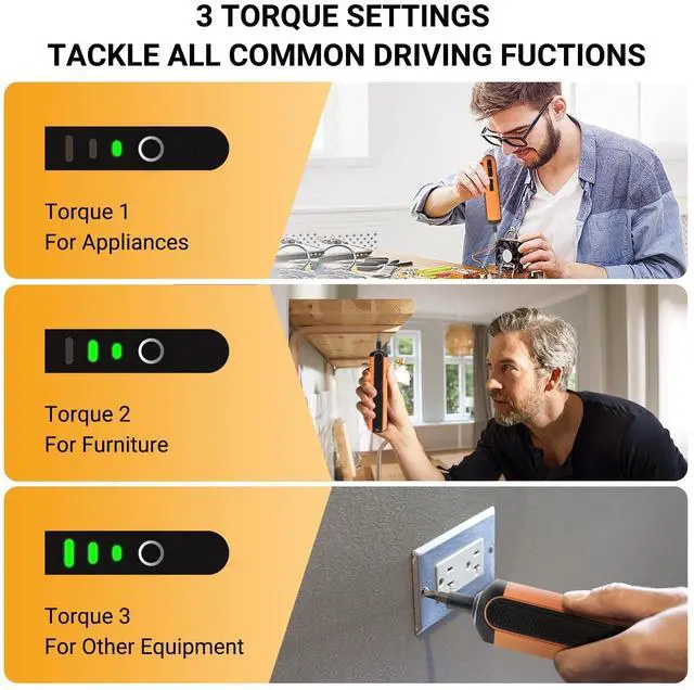 Alt view image 2 of 7 - Electric Screwdriver, Cordless Screwdriver Kit, 4V 3-Speed Magnetic Bits Precision Screwdriver Set, Rechargeable Power Screwdriver, with Aluminium Box