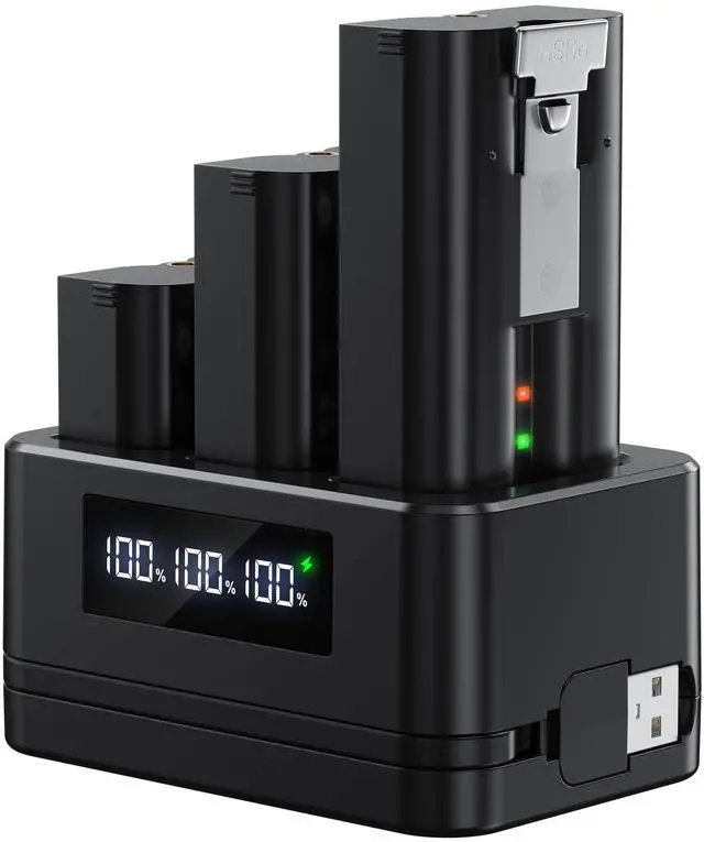 Main image of Replacement Battery for Ring Camera, 3-Pack 6040mAh Rechargeable Quick Release Battery Pack Compatible with Ring Doorbell Camera 2/3/3 Plus/4, Spotlight and Stick Up Cam, LED Display Charging Station