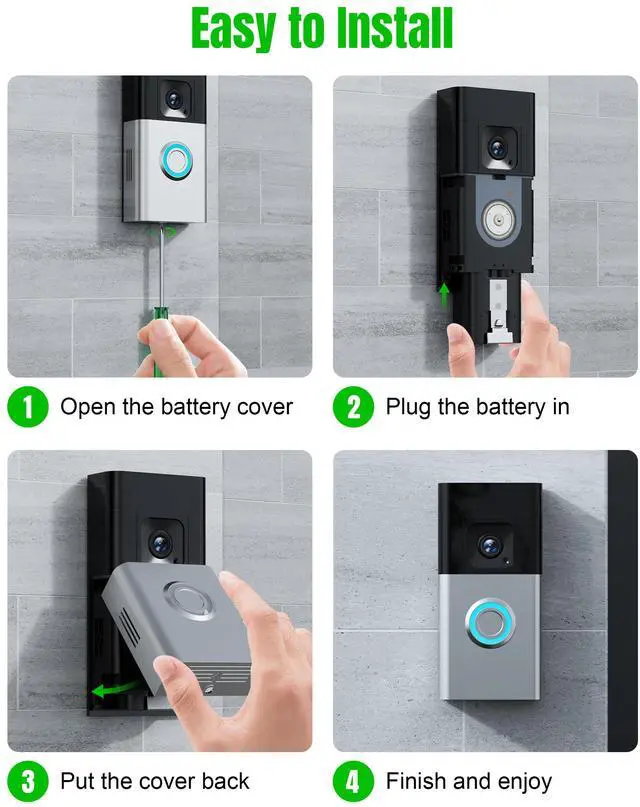Alt view image 5 of 7 - Replacement Battery for Ring Camera, 3-Pack 6040mAh Rechargeable Quick Release Battery Pack Compatible with Ring Doorbell Camera 2/3/3 Plus/4, Spotlight and Stick Up Cam, LED Display Charging Station