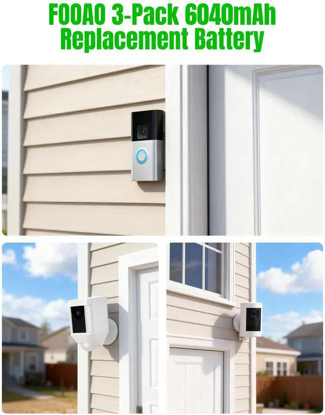 Alt view image 7 of 7 - Replacement Battery for Ring Camera, 3-Pack 6040mAh Rechargeable Quick Release Battery Pack Compatible with Ring Doorbell Camera 2/3/3 Plus/4, Spotlight and Stick Up Cam, LED Display Charging Station