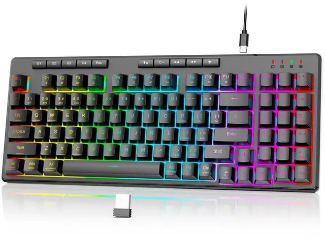 Main image of K517 Pro Wireless Gaming Keyboard, RGB Backlit, Tri-Mode BT/2.4GHz/USB-C, Mechanical Feel 94 Keys Computer Keyboard with 4 Macro Keys, Number Pad, 4000mAh Battery for Win/MAC