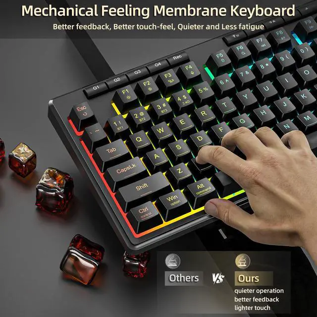Alt view image 2 of 7 - K517 Pro Wireless Gaming Keyboard, RGB Backlit, Tri-Mode BT/2.4GHz/USB-C, Mechanical Feel 94 Keys Computer Keyboard with 4 Macro Keys, Number Pad, 4000mAh Battery for Win/MAC