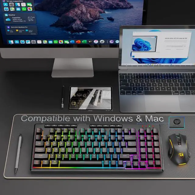 Alt view image 7 of 7 - K517 Pro Wireless Gaming Keyboard, RGB Backlit, Tri-Mode BT/2.4GHz/USB-C, Mechanical Feel 94 Keys Computer Keyboard with 4 Macro Keys, Number Pad, 4000mAh Battery for Win/MAC