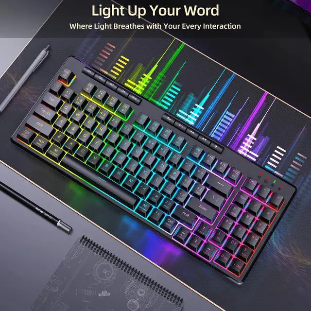 Alt view image 6 of 7 - K517 Pro Wireless Gaming Keyboard, RGB Backlit, Tri-Mode BT/2.4GHz/USB-C, Mechanical Feel 94 Keys Computer Keyboard with 4 Macro Keys, Number Pad, 4000mAh Battery for Win/MAC