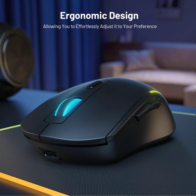 Alt view image 5 of 7 - 60% Wireless Gaming Keyboard and Mouse Combo, Black | LED Backlit Rechargeable 2000mAh Battery, Small Membrane Gaming Keyboard + Popular RGB Mice for Gaming, Business Office