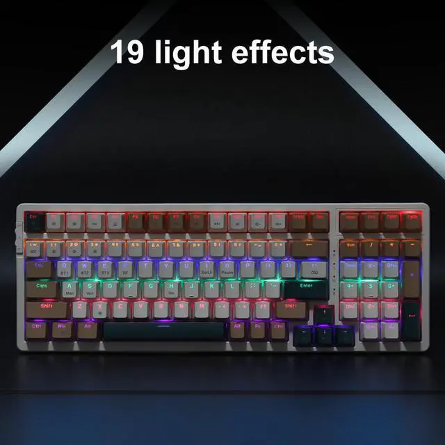 Alt view image 4 of 7 - Wireless Mechanical Keyboard, Triple Mode 2.4G/USB-C/BT Gaming Keyboards 100 Keys RGB Backlit, Brown Switch Rechargeable | Brown Combo
