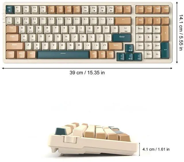 Alt view image 7 of 7 - Wireless Mechanical Keyboard, Triple Mode 2.4G/USB-C/BT Gaming Keyboards 100 Keys RGB Backlit, Brown Switch Rechargeable | Brown Combo