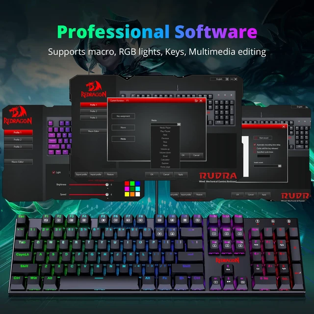 Alt view image 3 of 7 - Mechanical Gaming Keyboard with Red Switches, Wired Keyboard Mechanical with RGB Backlit, Fully Progammable, Durable Aluminum Frame, Anti-Ghosting for PC Windows Mac, K565, Black