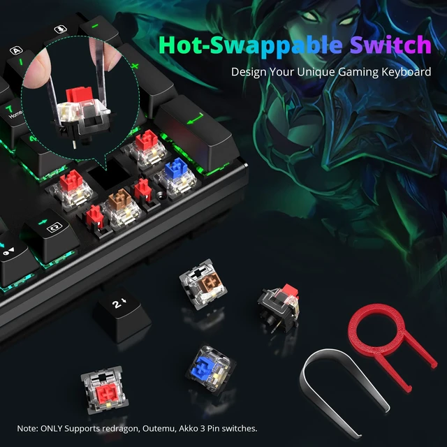 Alt view image 5 of 7 - Mechanical Gaming Keyboard with Red Switches, Wired Keyboard Mechanical with RGB Backlit, Fully Progammable, Durable Aluminum Frame, Anti-Ghosting for PC Windows Mac, K565, Black