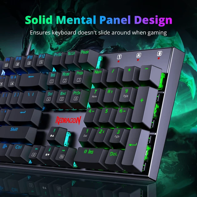 Alt view image 6 of 7 - Mechanical Gaming Keyboard with Red Switches, Wired Keyboard Mechanical with RGB Backlit, Fully Progammable, Durable Aluminum Frame, Anti-Ghosting for PC Windows Mac, K565, Black