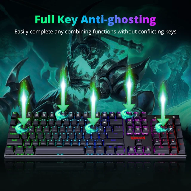 Alt view image 7 of 7 - Mechanical Gaming Keyboard with Red Switches, Wired Keyboard Mechanical with RGB Backlit, Fully Progammable, Durable Aluminum Frame, Anti-Ghosting for PC Windows Mac, K565, Black