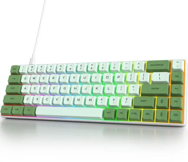 Main image of Owpkeenthy Wired 65% Percent Mechanical Gaming Keyboard Creamy Keycaps with Red Switch Ultra Compact RGB 60% Cute Green Gaming Keyboard N-Key Rollover for PC Gamer (Matcha/68 Red Switch)
