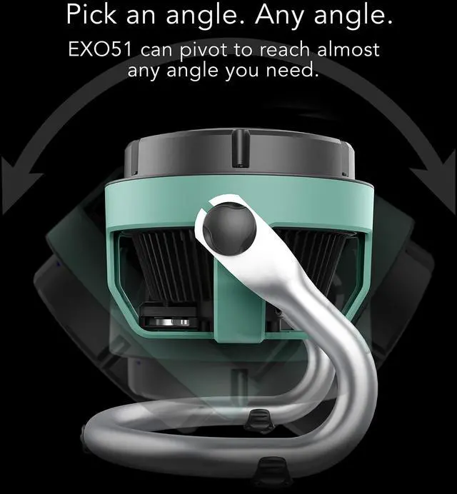 Alt view image 3 of 6 - EXO51 Small Heavy Duty Air Circulator, 3-Speed High Velocity Shop Fan, Dustproof and Water-Resistant, Powerful Motor, Industrial High Impact Case, Whole Room Air Circulator, Green