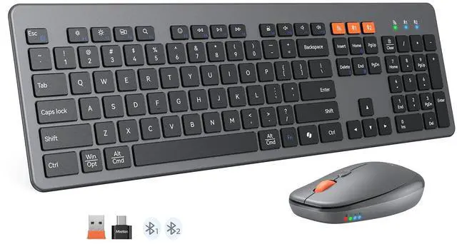 Main image of Wireless Keyboard and Mouse, Ultra Slim Multi-Device Bluetooth Keyboard Mouse, Low-Profile Full Size Keyboard, 1200-3200 DPI Mice, for Computer PC Laptop Tablet iPad, Windows/Mac/iOS