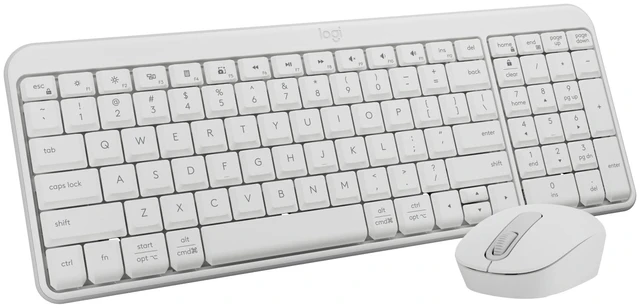 Main image of MK250 Compact Wireless Bluetooth Keyboard and Mouse Combo - White | Bluetooth connection only, compact keyboard with number pad, small ambidextrous M196 mouse with 3 non-customizable buttons