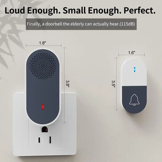 Alt view image 5 of 7 - Wireless Doorbell for Home Plug and Play 115dB Battery Door Bell for Classroom Easy to Install with 36 Chimes & 5 Volume Levels Loud Enough LED Flashing for Kids Room Office Battery Operated