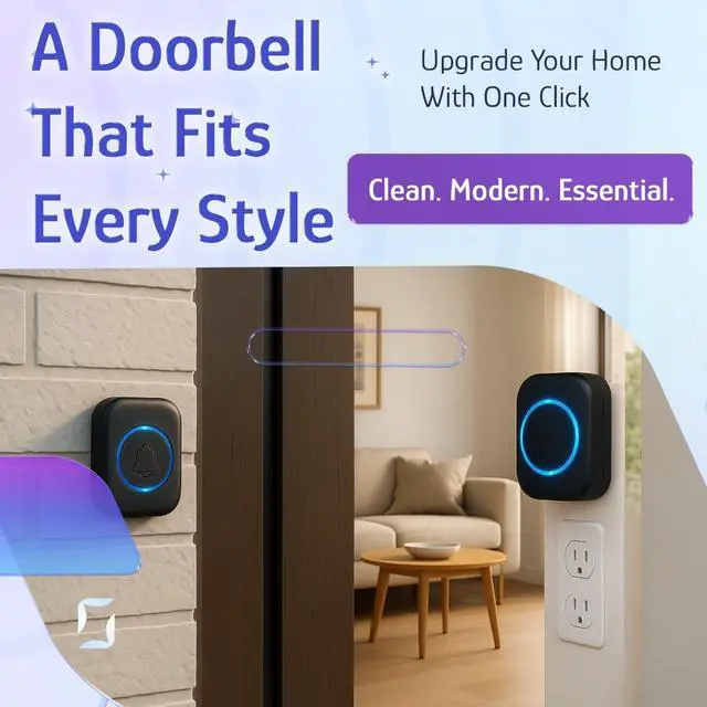 Alt view image 3 of 7 - Wireless Plug-in Doorbell Kit, 1 Receiver & 2 Waterproof Transmitters, 110dB Loud Chime with 36 Melodies, Long Range Cordless Door Bell for Home, Front Door & Entryway