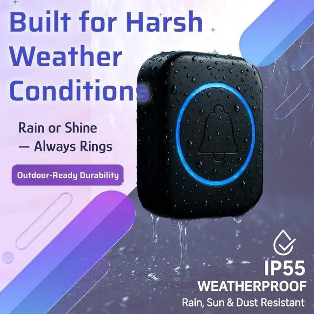 Alt view image 7 of 7 - Wireless Plug-in Doorbell Kit, 1 Receiver & 2 Waterproof Transmitters, 110dB Loud Chime with 36 Melodies, Long Range Cordless Door Bell for Home, Front Door & Entryway