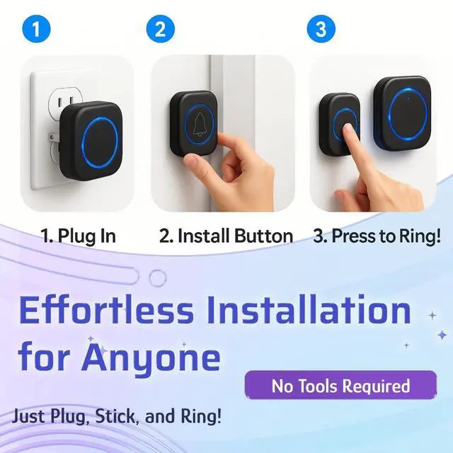 Alt view image 4 of 7 - Wireless Plug-in Doorbell Kit, 1 Receiver & 2 Waterproof Transmitters, 110dB Loud Chime with 36 Melodies, Long Range Cordless Door Bell for Home, Front Door & Entryway