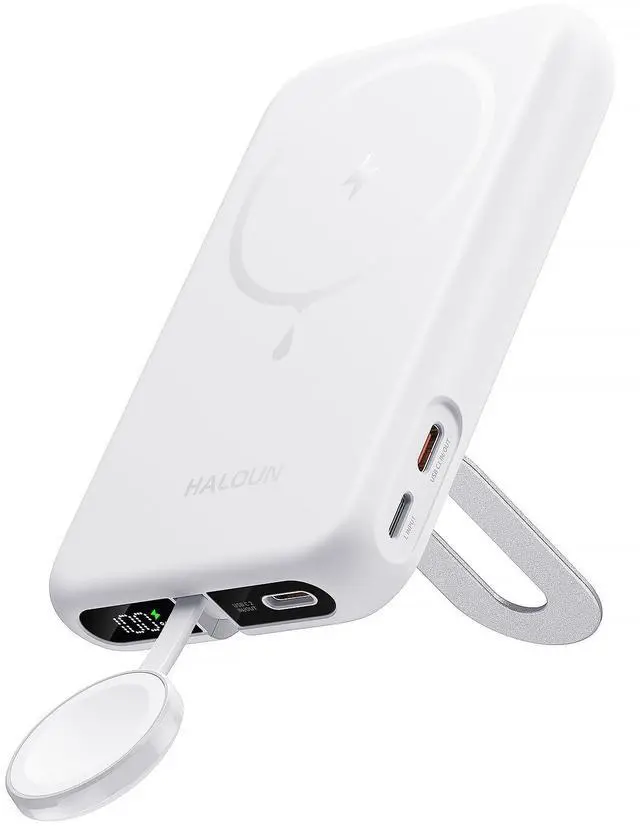 Main image of Magnetic Portable Charger for iPhone and Apple Watch, 10000mAh Wireless Power Bank PD 20W USB-C Fast Charging Battery Pack with Stand for iPhone Air 17/16/15/14/13/12 Pro MaxiWatch 11-1/SE/Ultra 3-1