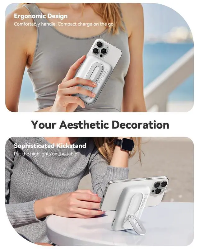 Alt view image 5 of 7 - Magnetic Portable Charger for iPhone and Apple Watch, 10000mAh Wireless Power Bank PD 20W USB-C Fast Charging Battery Pack with Stand for iPhone Air 17/16/15/14/13/12 Pro MaxiWatch 11-1/SE/Ultra 3-1