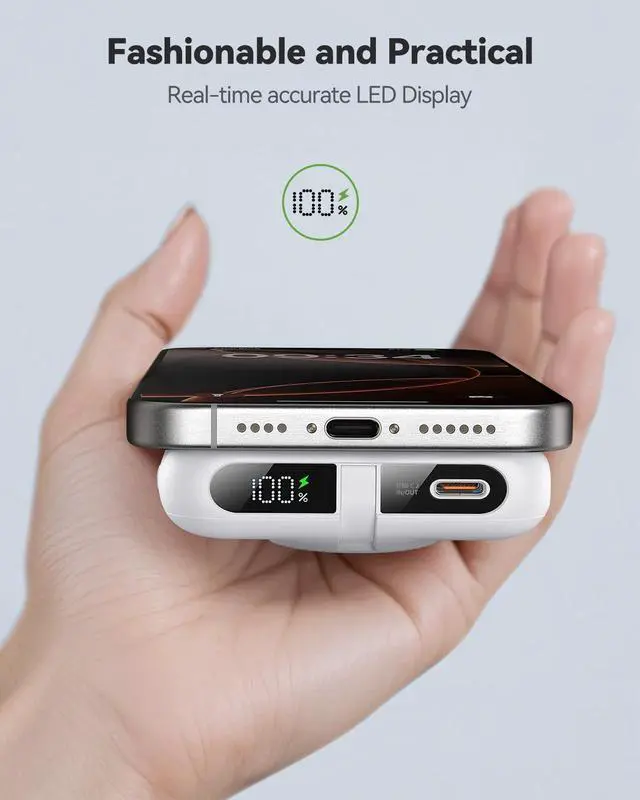 Alt view image 7 of 7 - Magnetic Portable Charger for iPhone and Apple Watch, 10000mAh Wireless Power Bank PD 20W USB-C Fast Charging Battery Pack with Stand for iPhone Air 17/16/15/14/13/12 Pro MaxiWatch 11-1/SE/Ultra 3-1