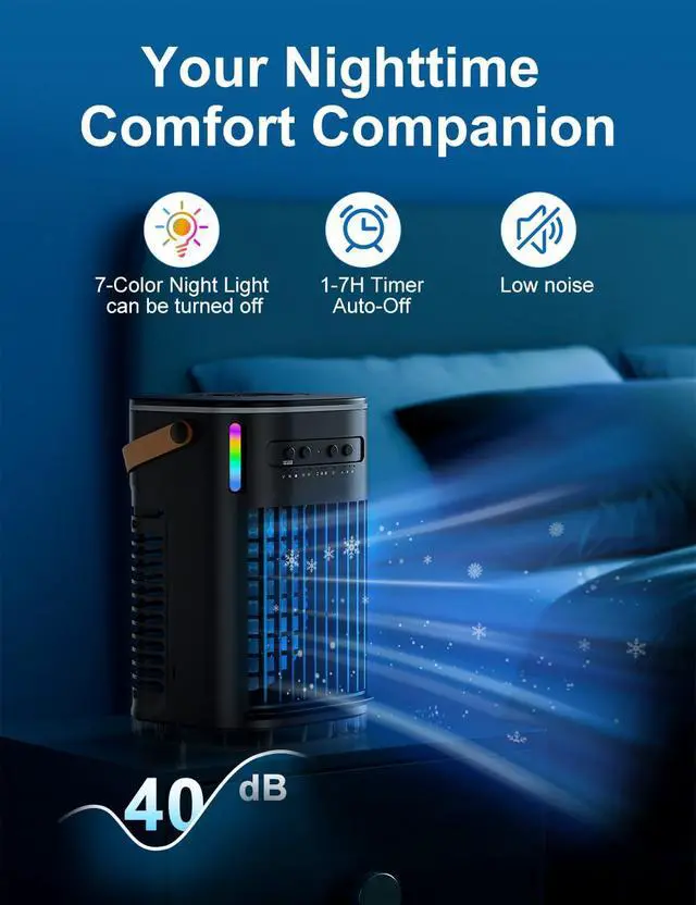 Alt view image 4 of 7 - Mini Air Conditioner for Car, 2Ice packs & 1.2L Water Tank