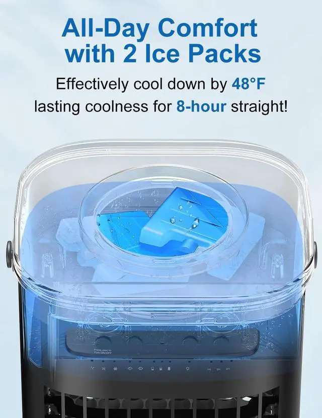 Alt view image 6 of 7 - Mini Air Conditioner for Car, 2Ice packs & 1.2L Water Tank