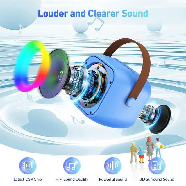 Alt view image 2 of 7 - Mini Karaoke Machine for Kids Adults: Portable Bluetooth Karaoke Speaker with 2 Wireless Microphones, Karaoke Gifts for Girls Boys Ages 4-12+ Years Old Christmas Birthday Home Party(Navy Blue)