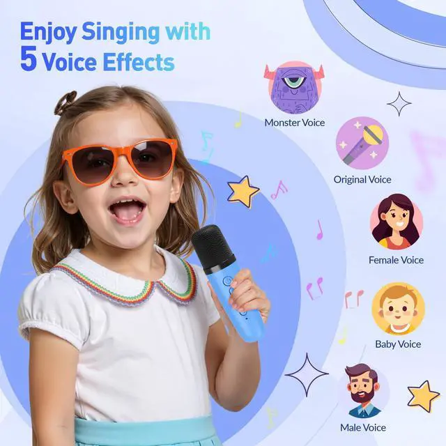 Alt view image 4 of 7 - Mini Karaoke Machine for Kids Adults: Portable Bluetooth Karaoke Speaker with 2 Wireless Microphones, Karaoke Gifts for Girls Boys Ages 4-12+ Years Old Christmas Birthday Home Party(Navy Blue)