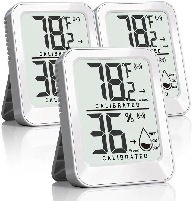 Main image of 3 Pack Room Thermometer Indoor Hygrometer for Home, Digital Sensor Mini Humidity Gauge Meter, Temperature Humidity Monitor for Bedroom, Pet, Plant - Battery Included