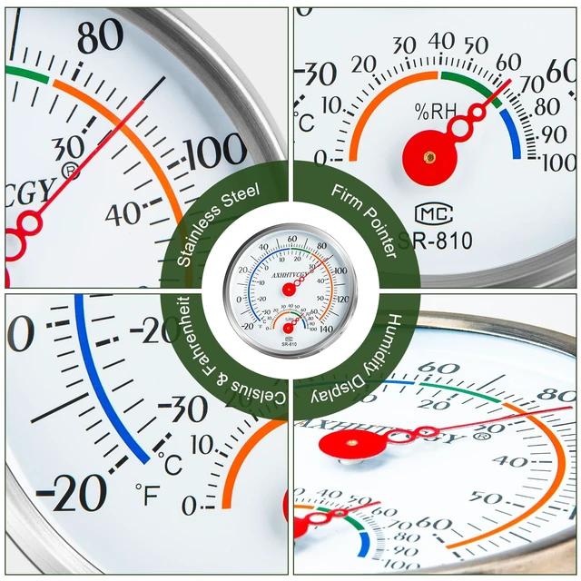 Alt view image 4 of 7 - Indoor Outdoor Thermometer Hygrometer, Large Dial | Waterproof, Wall Mount, Accurate & Easy to Read, For Home, Garden, Patio, Greenhouse, Farmhouse Decor