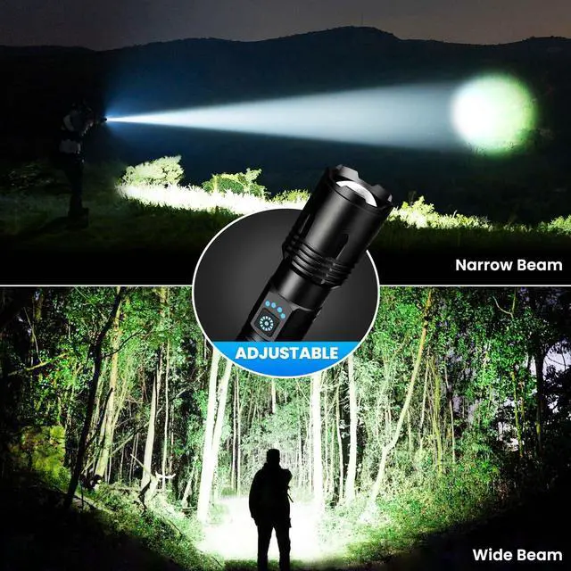 Alt view image 5 of 7 - 3 Pack Rechargeable Flashlights High Lumens, 99,000 Lumens Super Bright LED Flashlight for Home Camping, Handheld Flash Light Waterproof Flashlight with 5 Modes & Adjustable Function