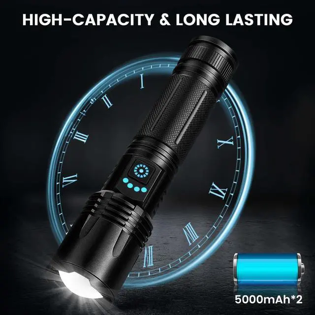 Alt view image 4 of 7 - Rechargeable Flashlights High Lumens, 99,000 Lumens Super Bright Led Flashlights with 5 Modes & Waterproof, Powerful Handheld Flashlight for Camping Home (2 Pack)