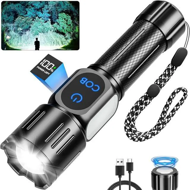 Main image of Dszuu Rechargeable LED Flashlight, Super Bright 99000 High Lumens Flash Light, 9 Modes Zoomable Flashlight with LCD Display, Waterproof Tactical Flashlights for Camping, Home Emergency