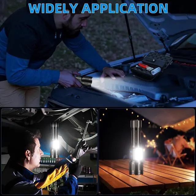 Alt view image 7 of 7 - Dszuu Rechargeable LED Flashlight, Super Bright 99000 High Lumens Flash Light, 9 Modes Zoomable Flashlight with LCD Display, Waterproof Tactical Flashlights for Camping, Home Emergency