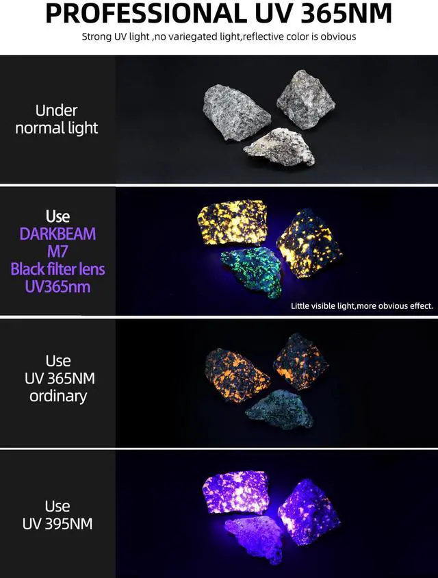 Alt view image 4 of 7 - UV Flashlight 365nm Black Light - Woods Lamp 20W High Power Rechargeable Ultraviolet Light with Filter - Detector for Pet Urine & Leak, Resin Curing, Blood Tracking, Searching Rocks/Scorpion