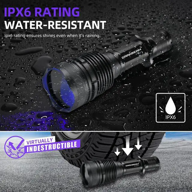 Alt view image 2 of 7 - UV Flashlight 365nm Black Light - Woods Lamp 20W High Power Rechargeable Ultraviolet Light with Filter - Detector for Pet Urine & Leak, Resin Curing, Blood Tracking, Searching Rocks/Scorpion
